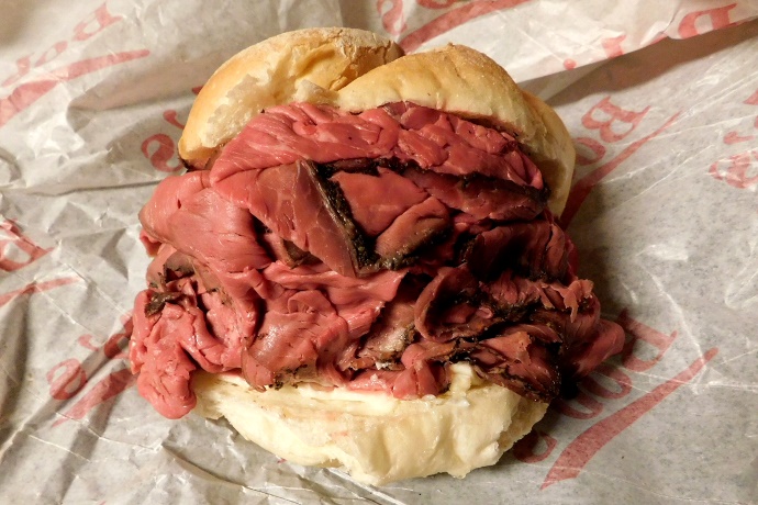 photo of a roast beef sandwich from Bob's Italian Foods, Medford, MA
