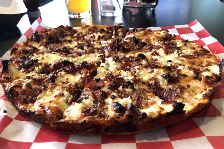 photo of bacon and feta pizza from Braintree Brewhouse, Braintree, MA