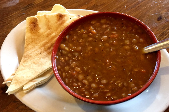 photo of lentil soup from South End Pita, Boston, MA
