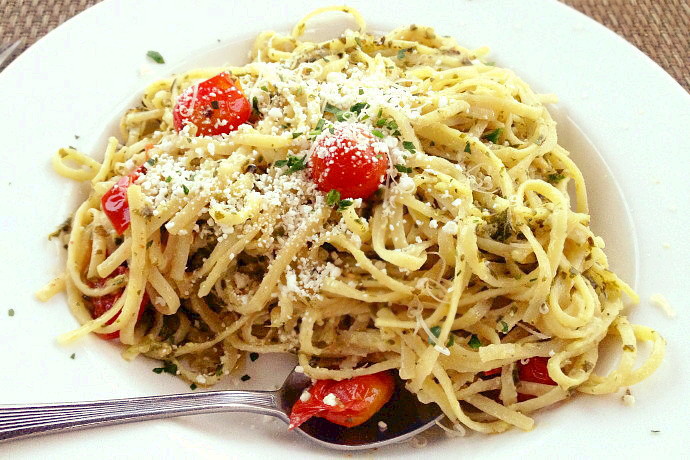 photo of linguini with pesto and goat cheese from Allora Ristorante, Marlborough, MA