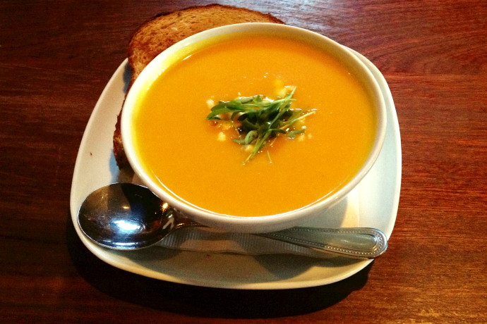 photo of carrot parsnip ginger soup from Armsby Abbey, Worcester, MA