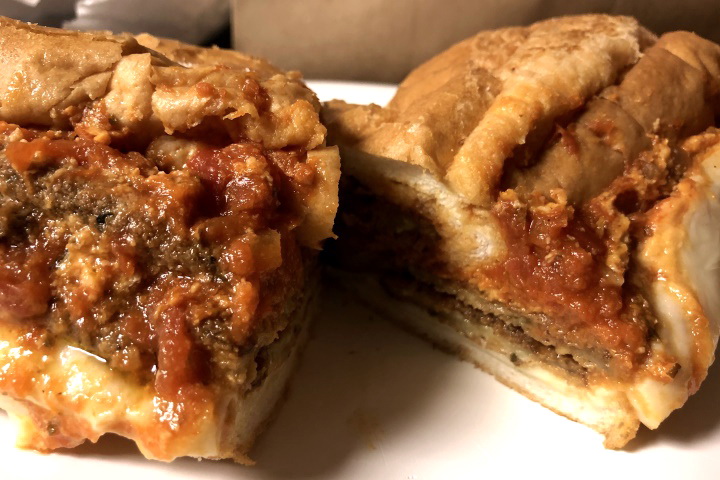 photo of eggplant parmigiana sub from Bob's Italian Foods, Medford, MA