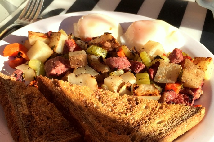 photo of corned beef hash from Brick Wall Kitchen, Brookline, MA