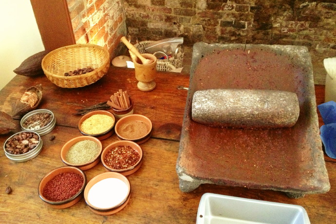 photo of chocolate making at from Captain Jackson's Colonial Chocolate Shop within the Old North Church campus, Boston, MA