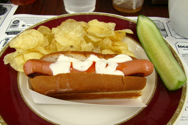 photo of the Lisa's Dog hot dog from Coffee Sensations at Lord's Department Store, Medfield, MA