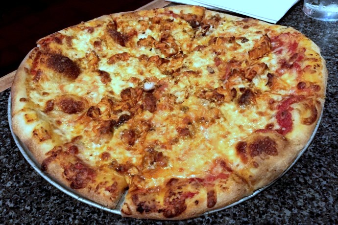 photo of buffalo chicken pizza from Costello's Tavern, Jamaica Plain, MA
