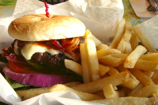 photo of cheeseburger from the Dudley Chateau, Wayland, MA