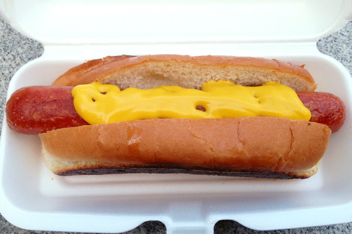 photo of a hot dog from Flat Patties, Cambridge, MA