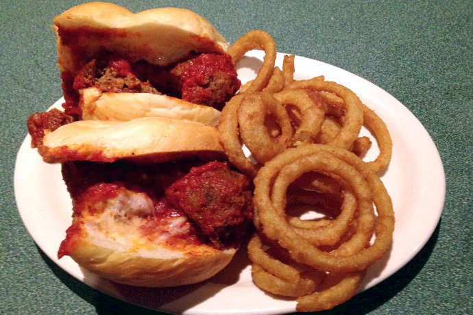 photo of a meatball sub from Tommy Floramo's, Chelsea, MA
