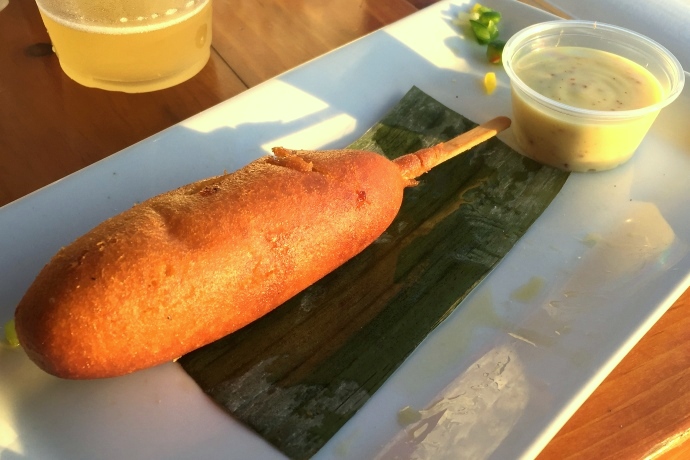 photo of a corn dog from Four Winds Pub and Grill, Lynn, MA