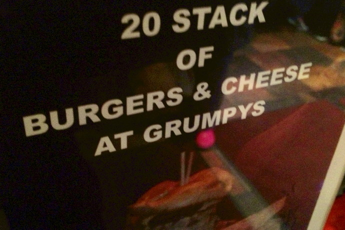 Ten Funny Restaurant Names/Signs: Burger Sign at Grumpy White's, Quincy, MA