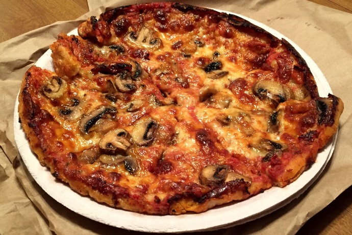 photo of mushroom pizza from Hoey's Pizza, Randolph, MA