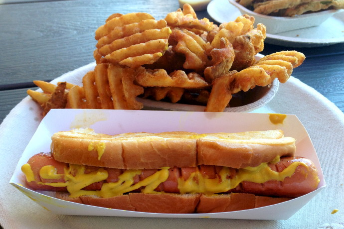 photo of a hot dog from Johnson's Drive-In, Groton, MA