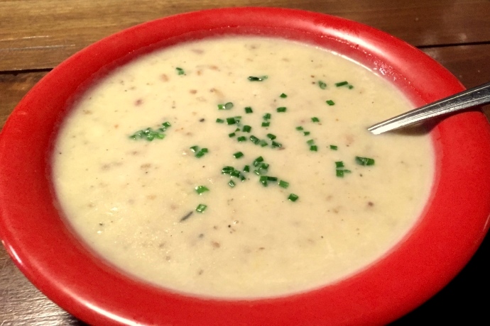 photo of roasted potato, cheddar, and bacon soup from KO Pies at the Shipyard, East Boston, MA