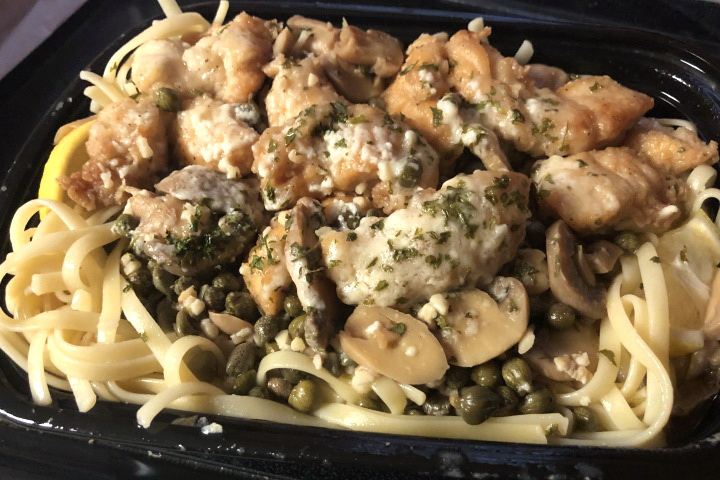 photo of chicken piccata from La Cascia's Bakery, Medford, MA