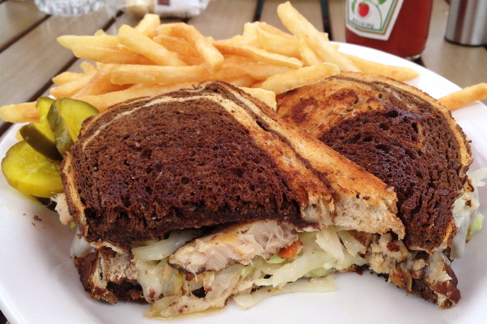 photo of swordfish pastrami reuben from Mac's in Provincetown, MA
