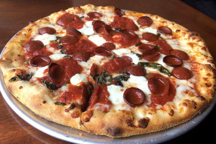 photo of pepperoni pizza from O'Hara's, Newton Highlands, MA