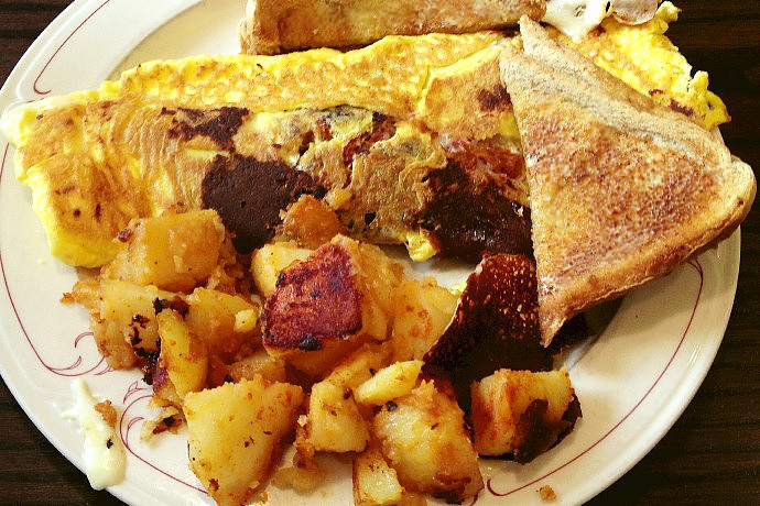 photo of hash omelet from Olympian Diner and Restaurant, Braintree, MA
