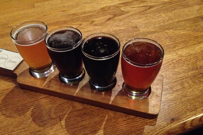 photo of a beer flight from the People's Pint, Greenfield, MA