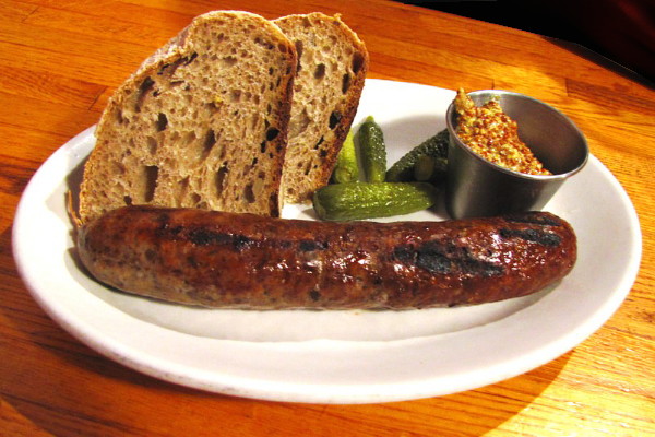 photo of bratwurst from the People's Pint, Greenfield, MA