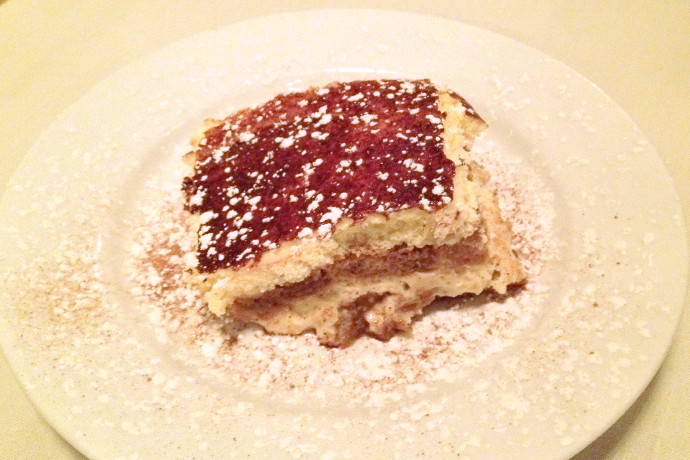 photo of tiramisu from Pescatore, Somerville, MA