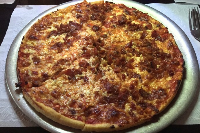 photo of bacon and feta pizza from Poopsie's, Pembroke, MA