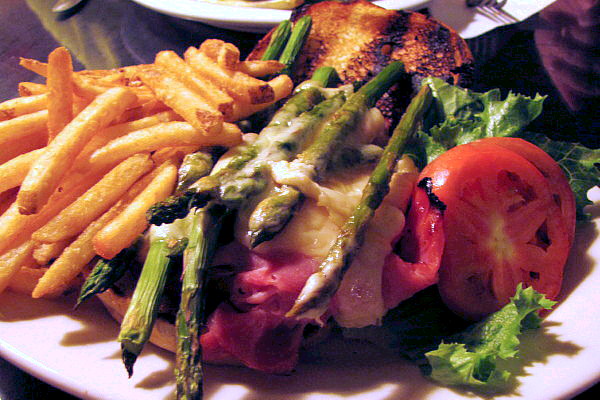 photo of ham, asparagus, and cheese sandwich from Pot Belly Pub and Restaurant, Ludlow, VT