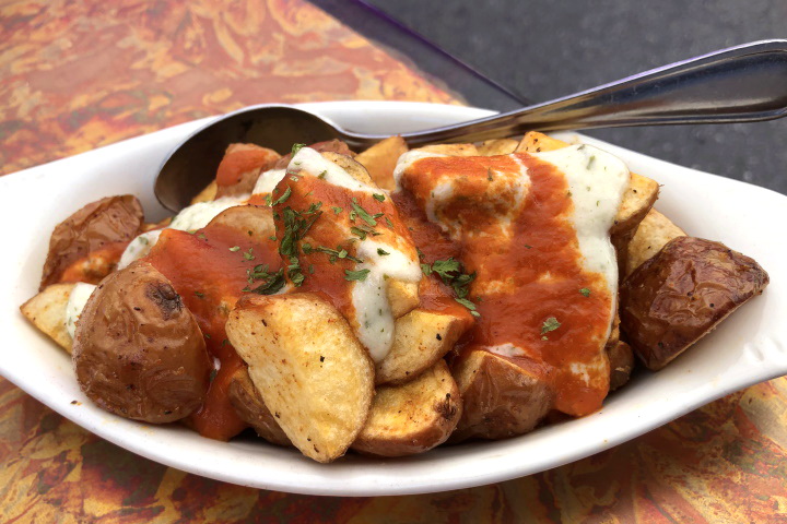 photo of potatoes with piquant tomato and garlic aioli sauces from Solea, Waltham, MA