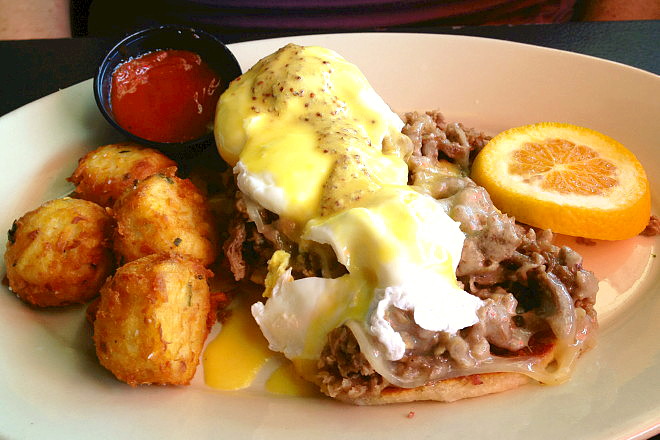 photo of steak and cheese benedict from Stars, Hingham, MA