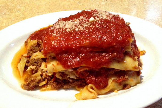 photo of lasagna from The Restaurant, Woburn, MA