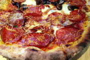 photo of coppa, pepperoni, and mushroom pizza from When Pigs Fly Pizzeria, Kittery, ME