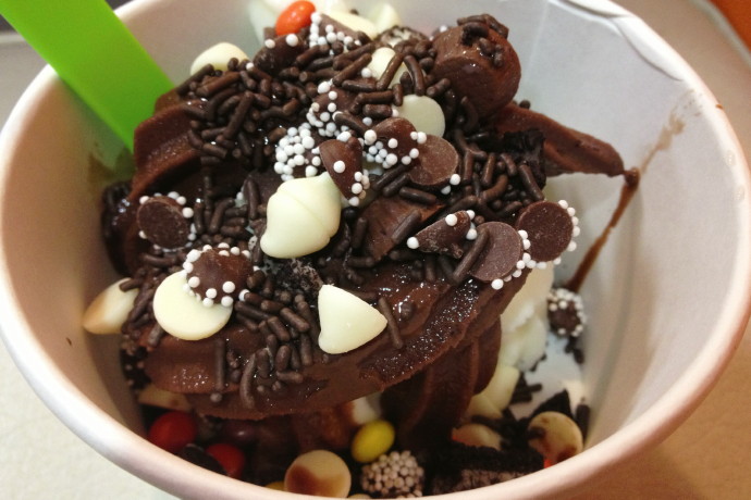 photo of chocolate and vanilla frozen yogurt from The Yogurt Bar, Braintree, MA